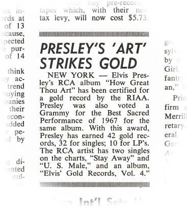 Billboard article, March 30, 1968